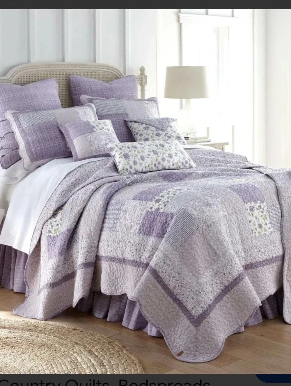 New Donna Sharp Lavender Rose Full/Queen Quilt Set with 2 Shams Floral 3pc